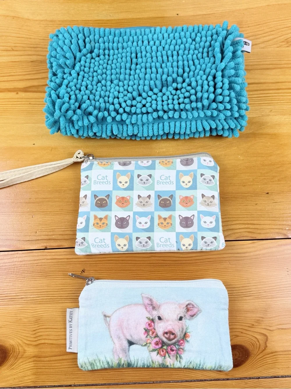 Zippered Bags Set of Three  Cats Piglet Yoobi Makeup Travel Organizer